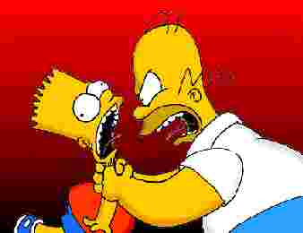 Matt Groening: Homer Simpson fröhnend der Muse des Würgens seines Sohnes Bart
